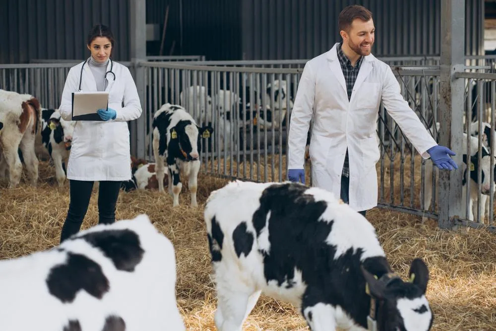 Veterinario aplicando medicina preventiva en clínica